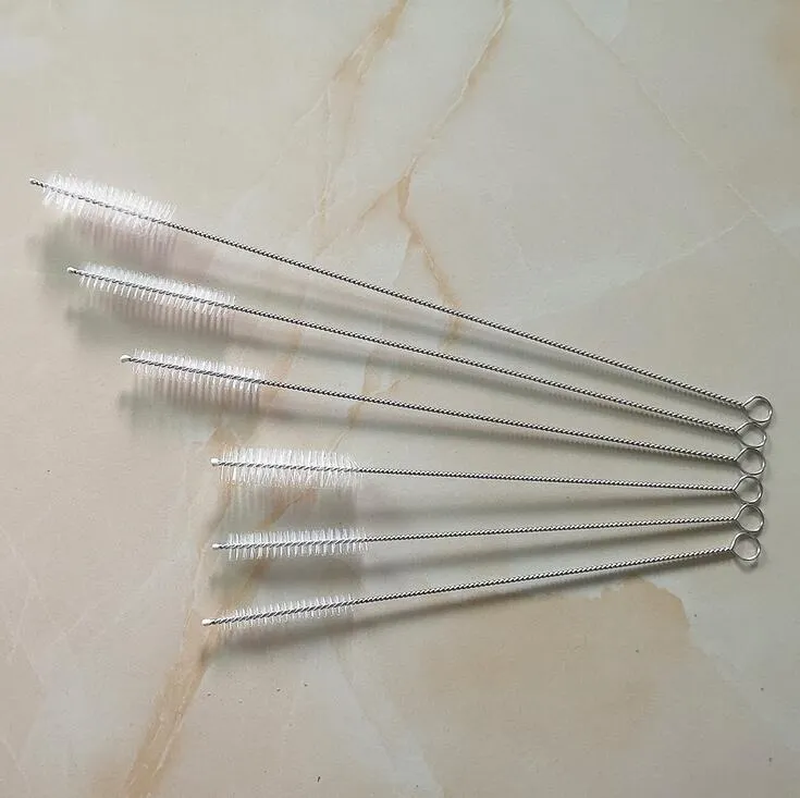 Temizleme fırça borusu aptalca pipetler dab alet içme saman aracı naylon saman temizleyiciler paslanmaz çelik fırçalar 17.5cm/20cm/24cm/26cm