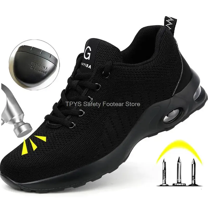 Çelik Toe Güvenlik Ayakkabıları Erkekler Mesh Nefes Alabilir İş Hafif Kadın Yıkılamaz Ayakkabı Boyutu 3650 231121