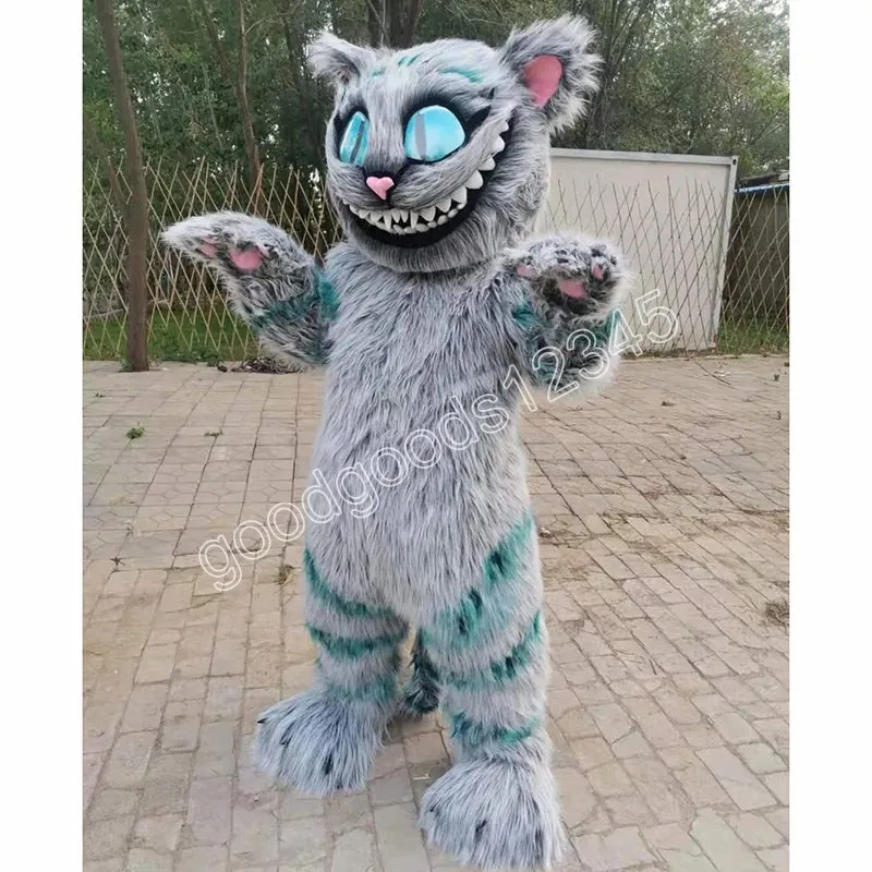 Costumes de mascotte de chat de Cheshire pour adultes, robe de soirée fantaisie de noël, Halloween, personnage de dessin animé, carnaval, publicité de noël, Costume de fête d'anniversaire