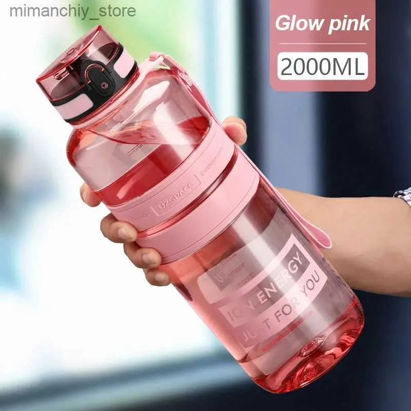 waterfles 1,5/2L Sport Water Bott Grote capaciteit Portab akproof Shaker Outdoor Fitness Bott Milieuvriendelijk Plastic Drinkgerei BPA-vrij Q231122