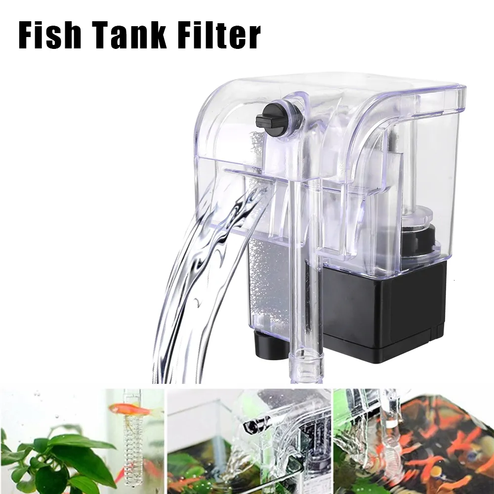 Filtration Heating Water Pumps External Hang Up Filter for Aquarium Fish Tank Mini Oxygen Submersible Purifier 230422