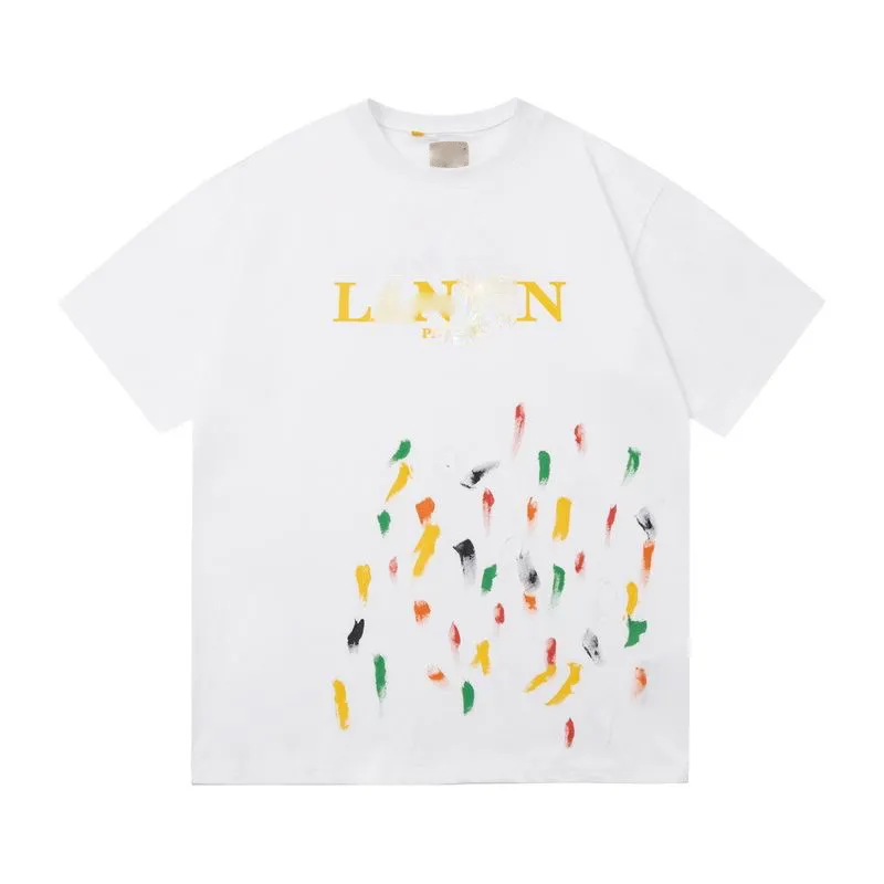 Lanvins Paint Letter Graffiti Mens Designer T Shirts El Flashing Fabric Mens Womens Summer Summer Under Lanvins بالإضافة إلى حجم القمصان النسائية 2774