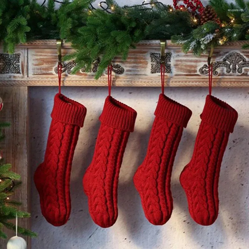 Christmas Decorations Twist Braid Simple Decoration For Home Xmas Solid Navidad Candy Gifts Santa Stocking Hanging Fireplace Ornament