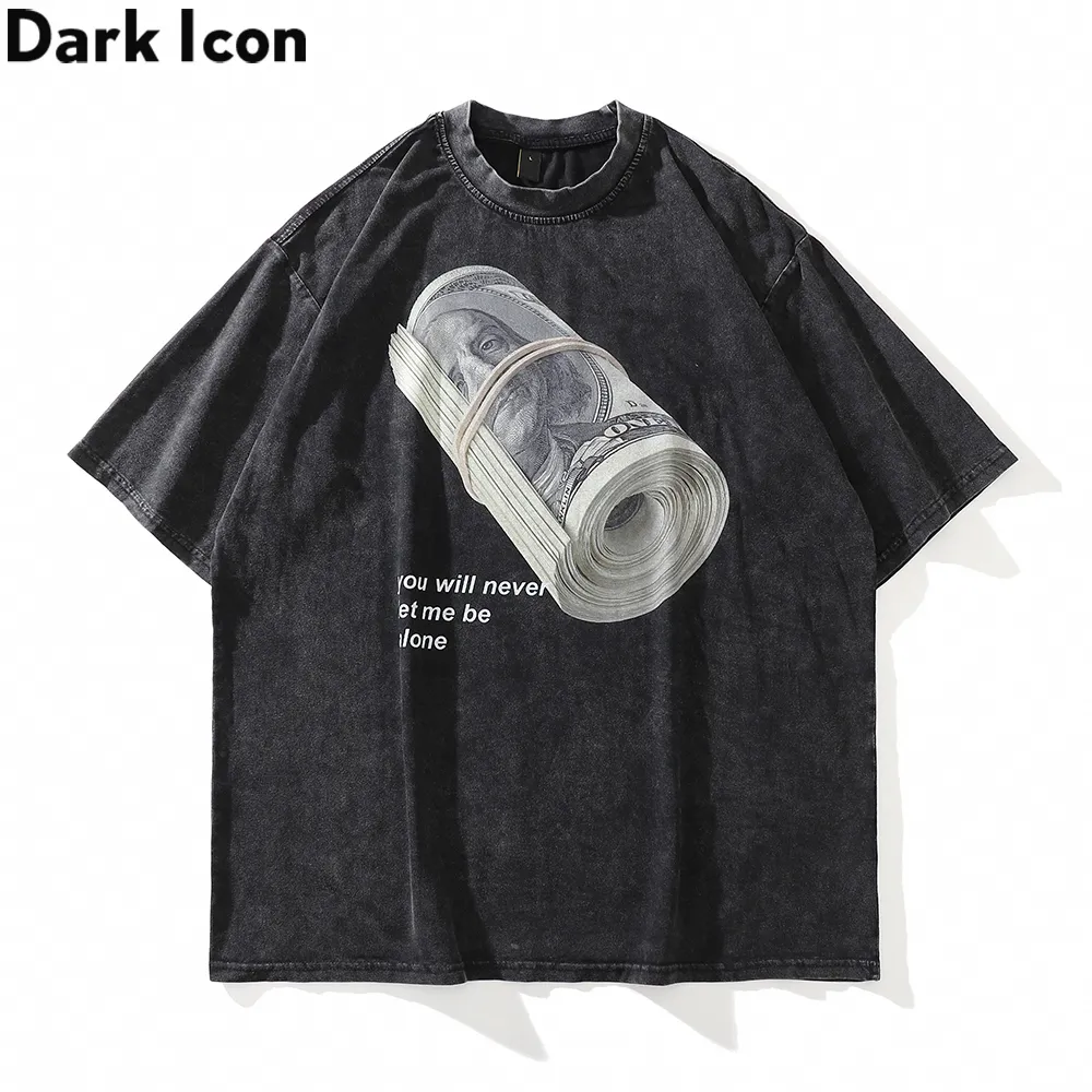 Mens Tshirts Dark Icon US Dollar Overized Hip Hop Tshirt Men Summer Cotton Tee Shirts 230422