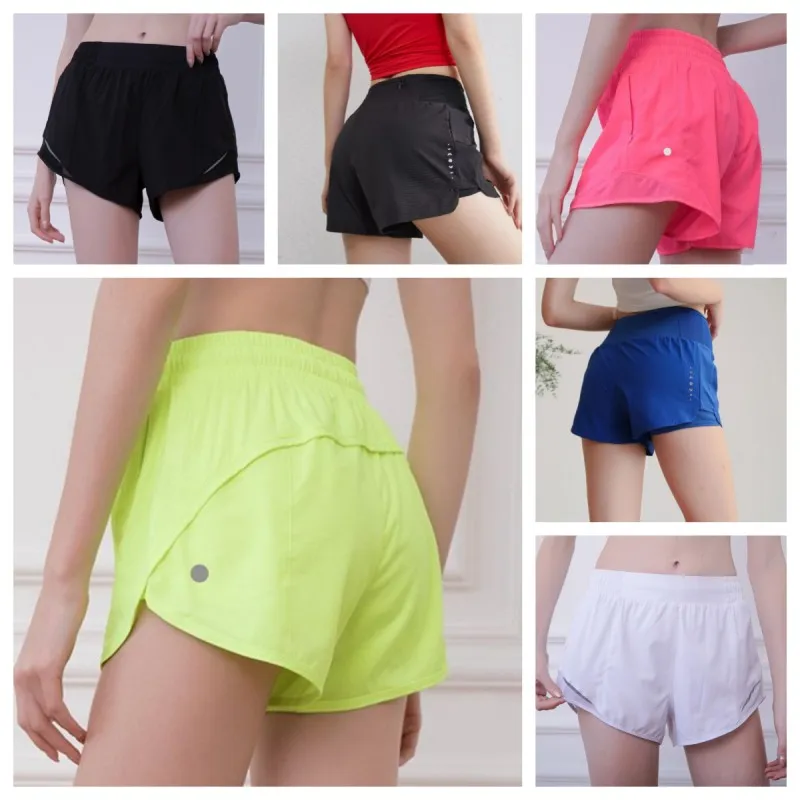 Lulu roupa feminina de ioga, shorts de cintura alta, exercícios curtos, roupas para meninas, corrida, calças elásticas para adultos, calças esportivas respiráveis de 4''