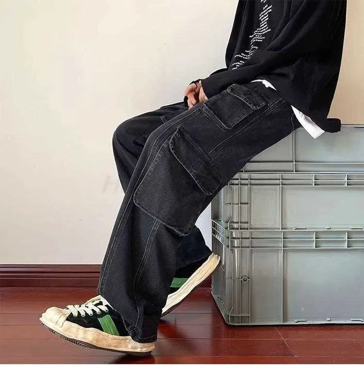 Męskie spodnie 2023 LTI Poeta myte dżinsy luźne spodnie retro w lupgy dżinsy High Street New America Spodnie Y2K Cloes Men Dżinsy G230422