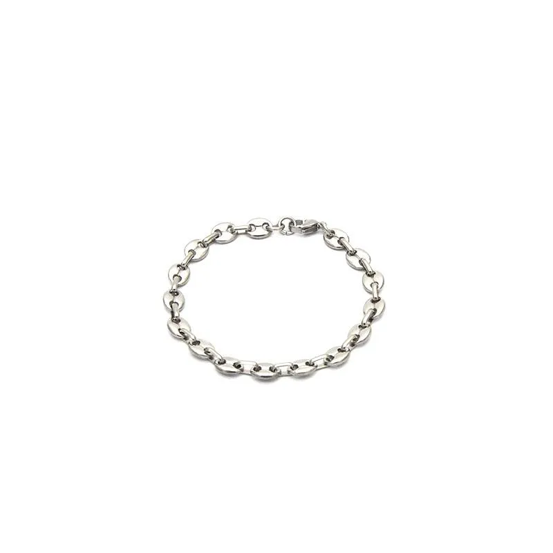 Bracelets à maillons chaîne 2023faddish vente en gros en acier inoxydable couleur argent bracelet fermoir mousqueton vintage pour bijoux unisexe large 7 mm NB6041