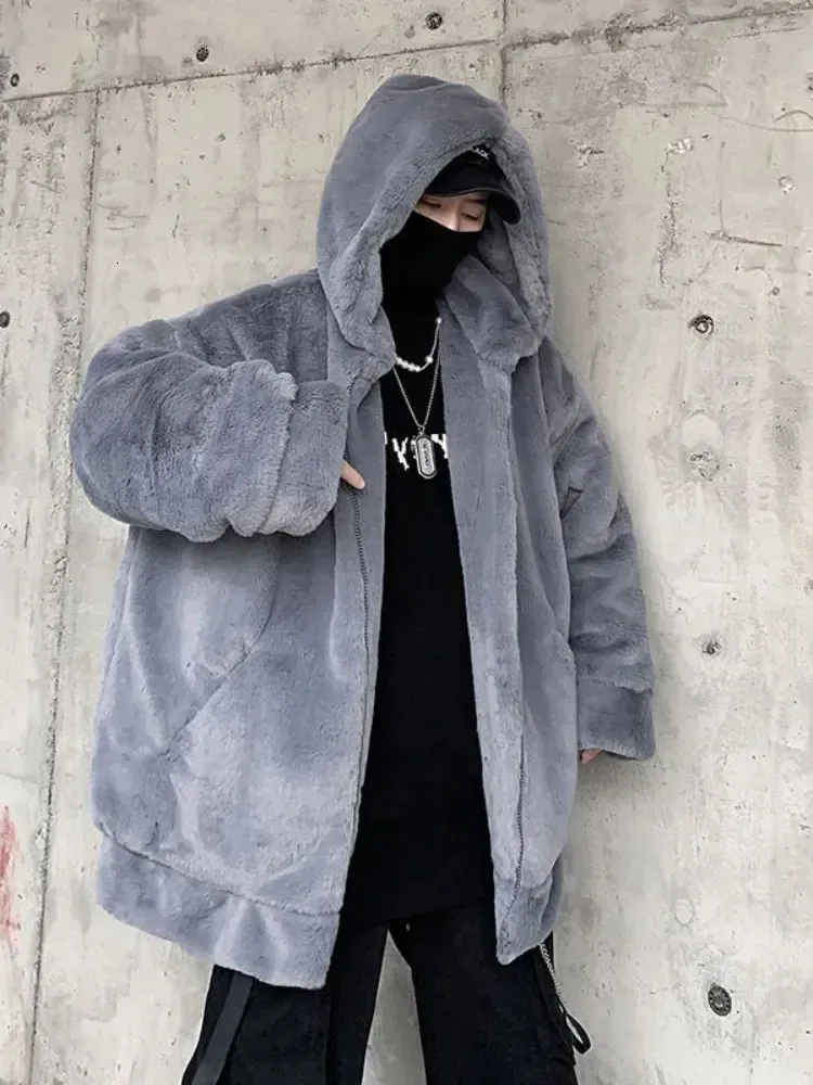 Pelliccia da uomo finta Gmiixder streetwear giacca imbottita per uomo cappotto in lana di coniglio di agnello addensato 2023 amanti della moda invernale gotico harajuku falso 231121