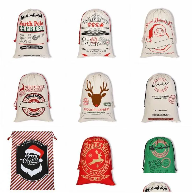 Storage Bags Large Organic Heavy Canvas Bag Resuable Christmas Decorations Dstring Cartoon Kids Children Gifts Packs 50X70Cm 11 2By Dhxtb