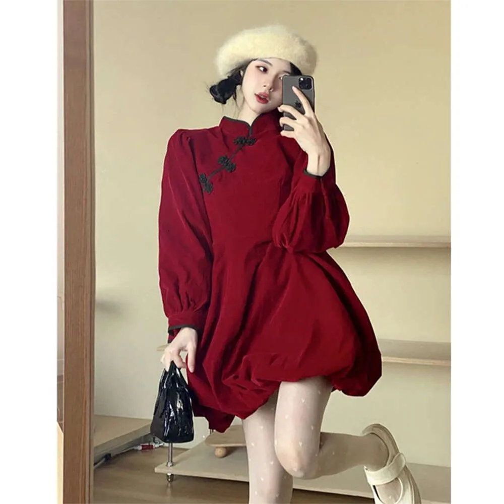 Manches longues lolita Noël Nouvel An robes rouges femelles hautes taille vintage garniture gothique robe robe femme