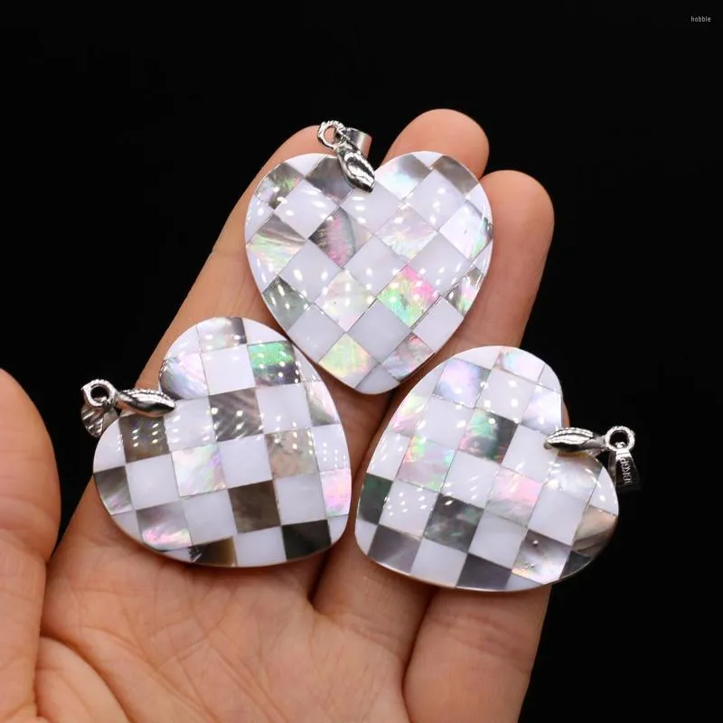 Pendentifs colliers pendentifs en nacre naturelle pendentifs Reiki guérir charmes en forme de coeur pour la fabrication de bijoux à la mode bricolage femmes collier cadeaux