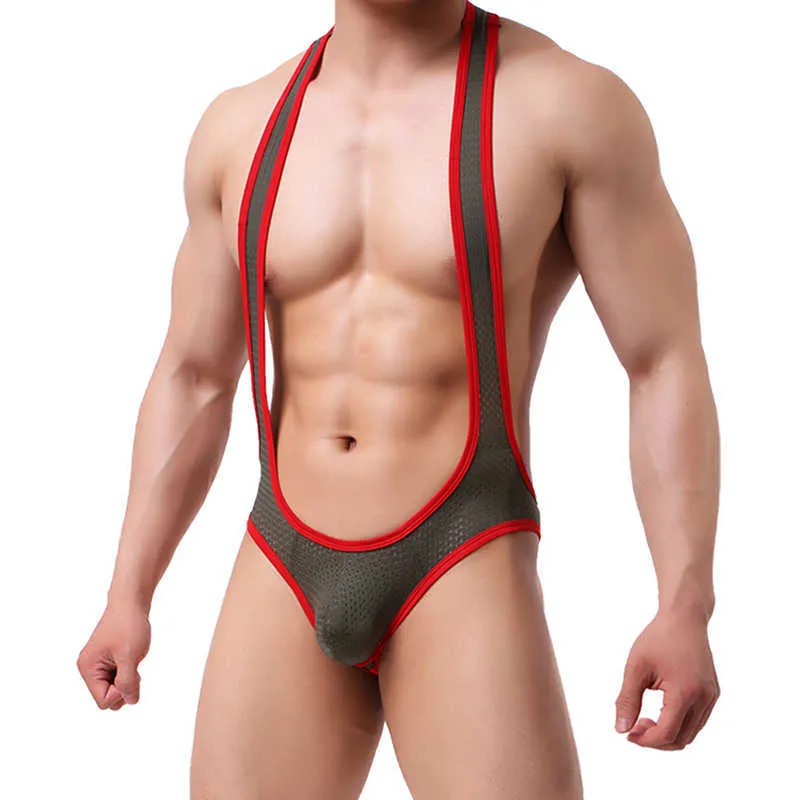 Underbyxor gay underkläder mens underkläder sexig mesh bodysuit jockstrap bodywear wrestling singlet leotard jumpsuits suspender sexiga neddies y23