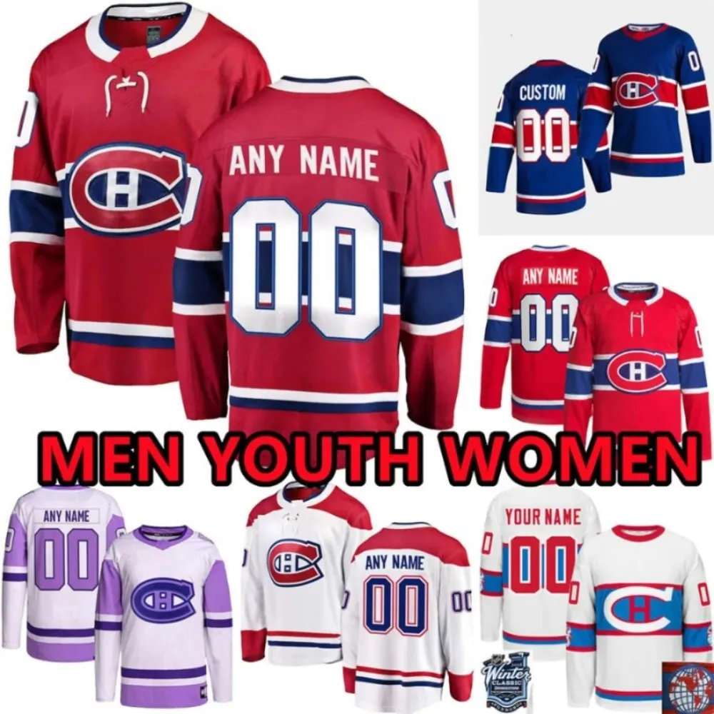 26 Johnathan Kovacevic Özel Canadiens Hokey Formaları Montreal Erkekleri Kadın Gençler 25 Denis Gurianov 68 Mike Hoffman 8 Michael Matheson Monahan Montembeault