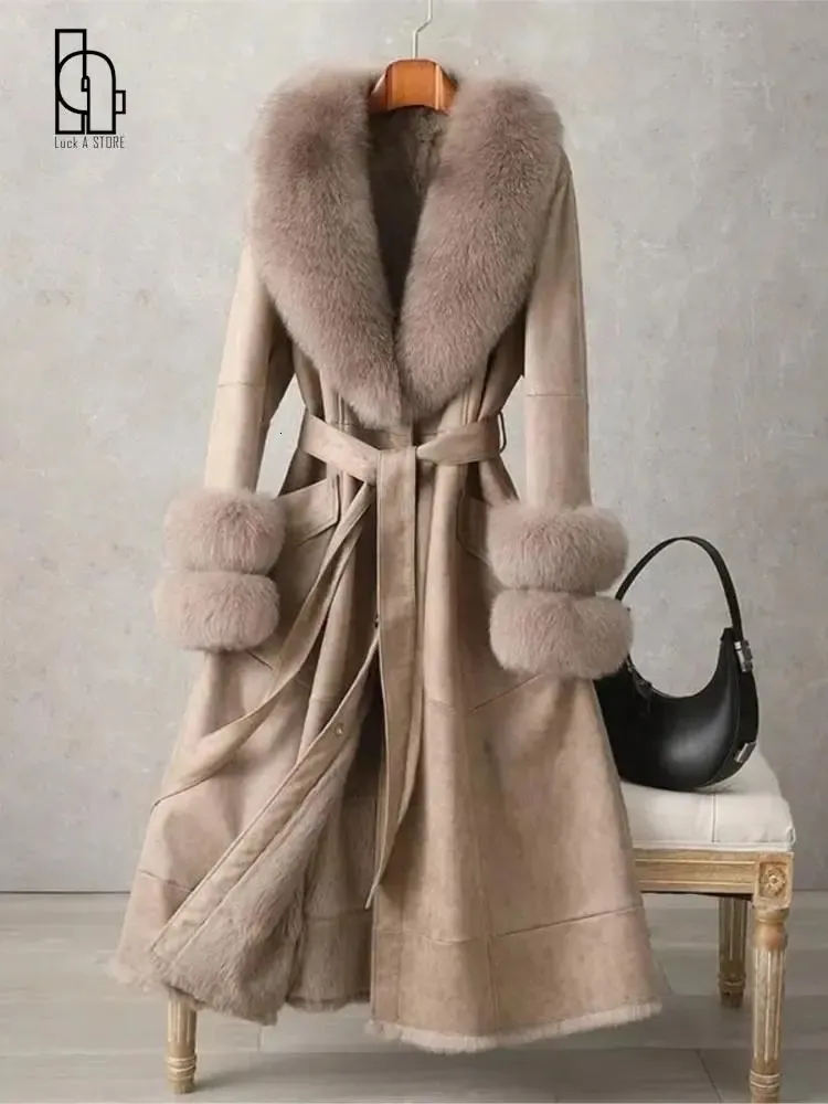 Futra kobiet sztuczne futro naśladowanie królicza skóra futra ciepła grube płaszcz vintage zimowy średni długi futra damska imitacja futra płaszcz futra 231122