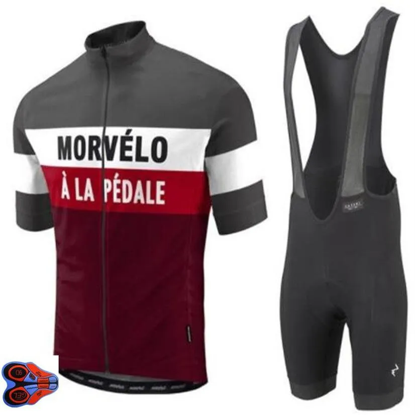 モルベロ高品質の短袖サイクリングジャージとビブショーツプロチームレースタイトフィット自転車服セット9Dジェルパッド299Q