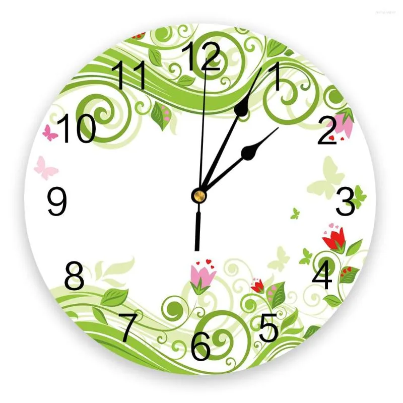 Horloges murales fleurs colorées papillon horloge chambre silencieux numérique salon décor Design moderne