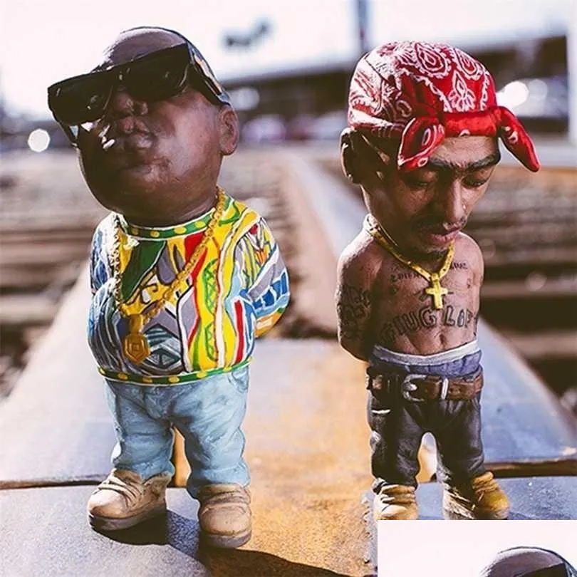 Objetos decorativos Figuras Mini ornamentos de resina Hip Hop Rapper engraçado Bro Sett