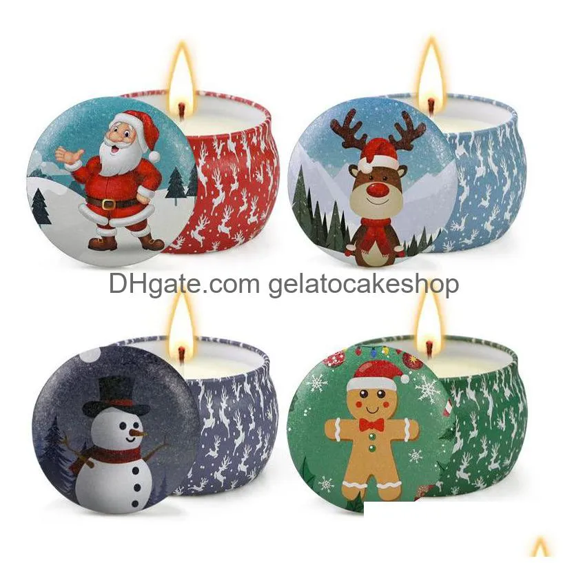 Candles Christmas Scented Set Santa Claus Snowman Cone Smokeless Aroma Soy Home Wedding Party Candle Drop Delivery Garden Dhks5