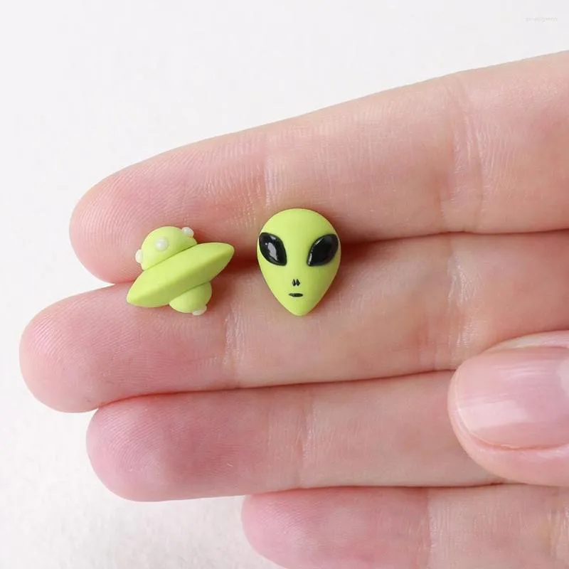 Stud Earrings Handmade Polymer Clay Cute ET UFO For Girls Kids Fashion Jewelry Women Cartoon Alien Man Gift