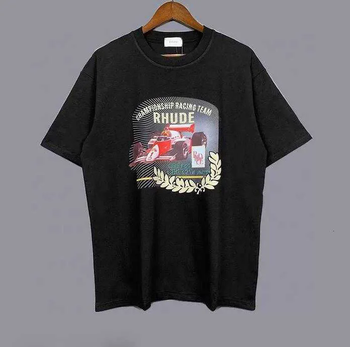 Amerika Tide Marka Rhude Baskılı Tişört Erkek Kadınlar Yıkanmış Eski Yuvarlak Boyun Treetwear T-Shirts İlkbahar Yaz Yüksek Sokak Tarzı Kalitesi Rhude Üst Tees Boyutu S-XL RCJT001