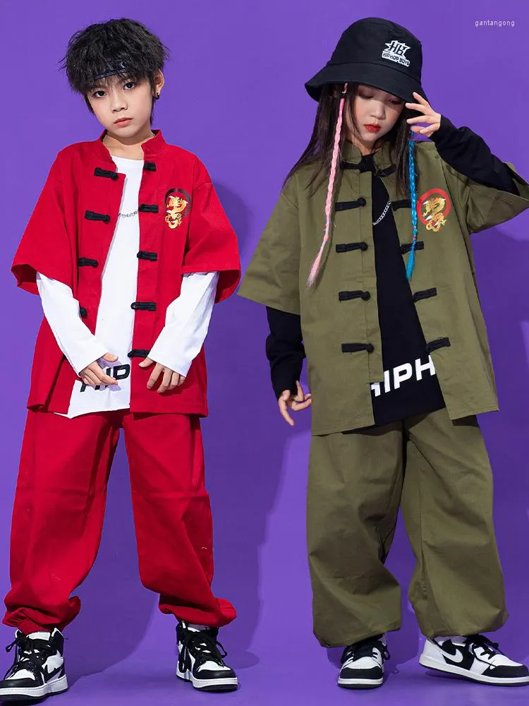 Scene Wear Kids Jazz Dance Costume Hip Hop Clothing Chinese Style Street Performance Suit for Girls Boys Concert BL9118