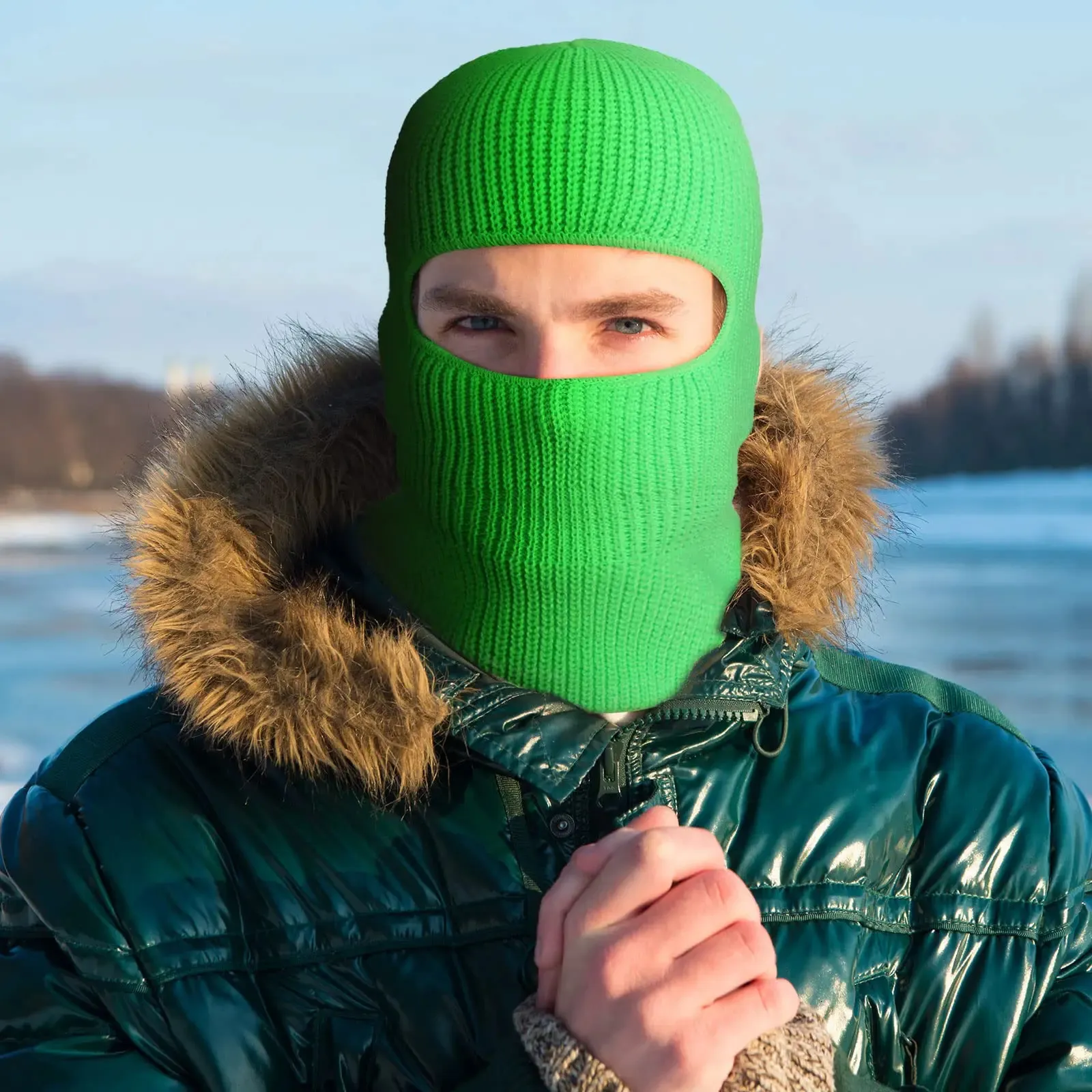 Cykelmössor masker unisex 1 hål skidmask stickad hatt full ansikte täcker vinter varm balaclava bonnet utomhus sportmöss roliga fest ridning cap 231122