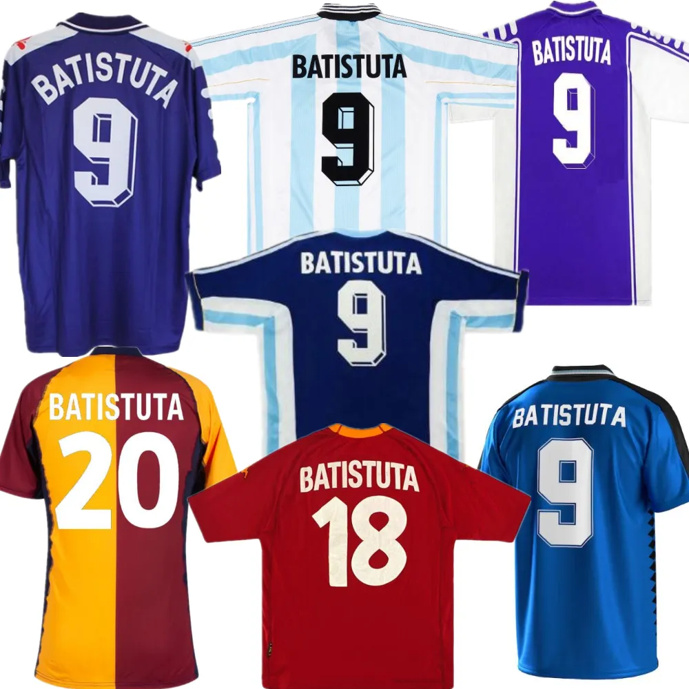 Batistatuta retro piłka nożna 94 98 Argentyna Vintage koszulka 2000-01 Totti Classic Football Rui Costa Kit