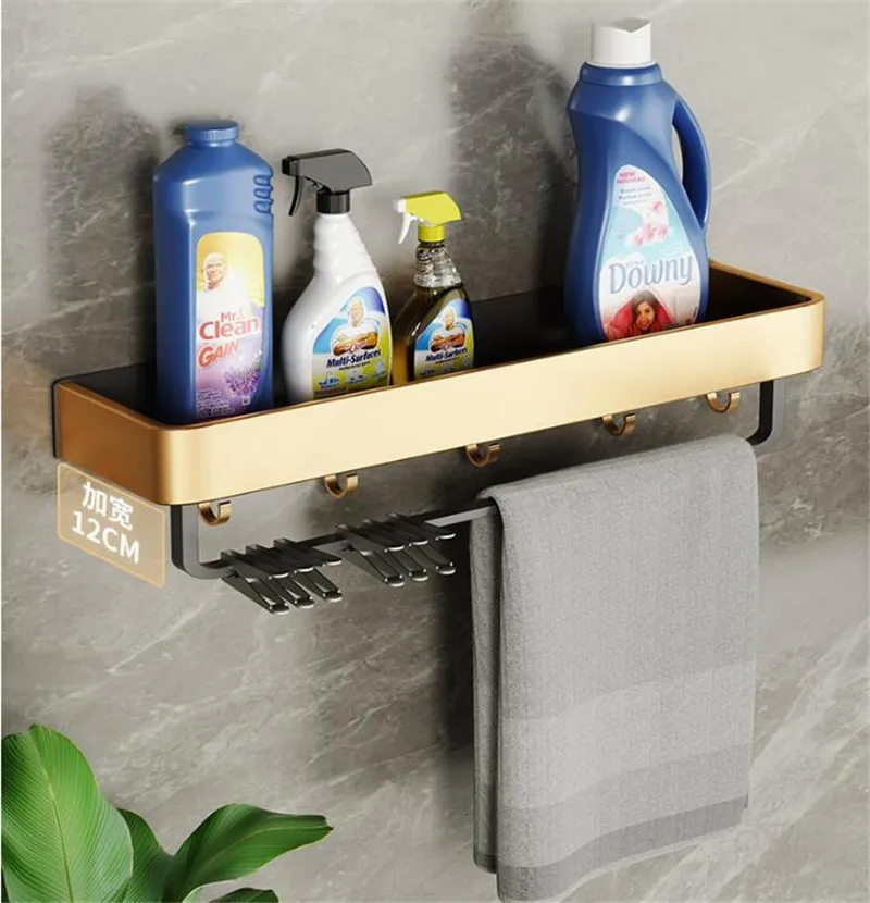 Contemporary Bathroom Shelves Bathroom Shelf Wall Mounted Bathroom Storage  Holder Corner Shelf Gold Black Aluminum Bath Shower Shelf Bathroom  Accessories 230422 From Kong08, $17.96