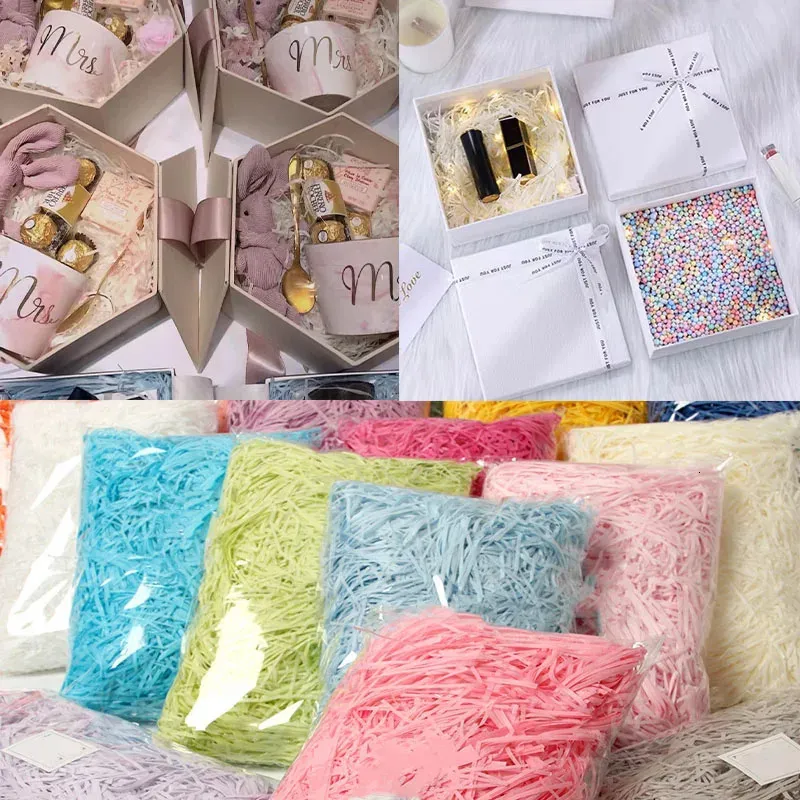 Party Decoration 10/50/100g colorful shredded paper pleated Lafite paper filled DIY wedding birthday party gift box candy material packaging 231122