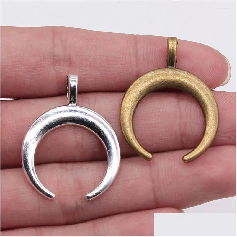 Charms Charms 10st 33x26mm Pendant Horns Crescent Moon Charm Pendants For Jewelry Making Antique Sier Plated Drop Delivery Jewel Je Dhoks