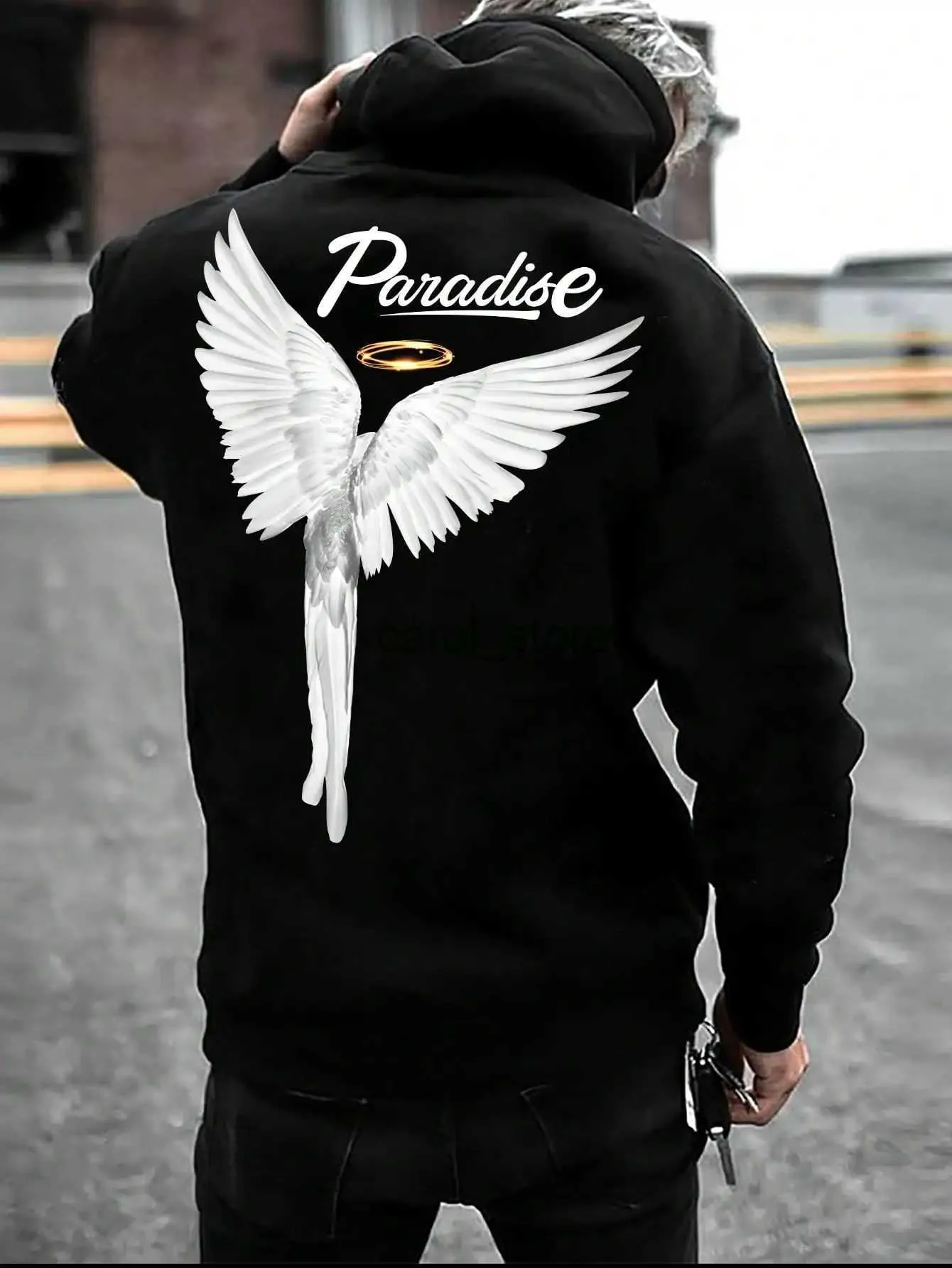 Felpe con cappuccio da uomo Felpe Paradise Angel Wings Modello Felpa con cappuccio da uomo Moda Nuovo abbigliamento Tasca All-Match Streetwear Felpa con cappuccio comoda casual per uomo J231121