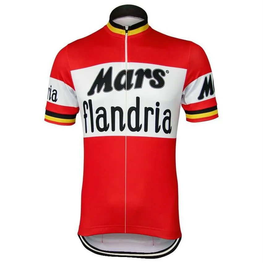 Kan worden aangepast Cycling Jersey Mars Flandria Retro Blue Bike Clothing Wear Riding MTB Road Ropa Ciclismo Cool Nowgonow274F