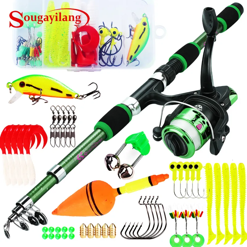 Accessoires de pêche Sougayilang Spinning Canne à pêche et moulinet Combo1.8M Canne télescopique avec 5.2 1 3BB Fishign Reel Max Drag 5kg Kit de pêche complet 230421