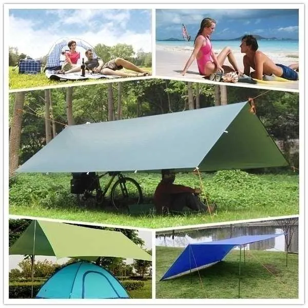 Tapis d'extérieur Tente d'extérieur Bâche Auvent Pare-soleil Abri de pluie Plage Camping Tapis de pique-nique Tapis étanche à l'humidité Abri de survie Coupe-vent Mouche de pluie W0422