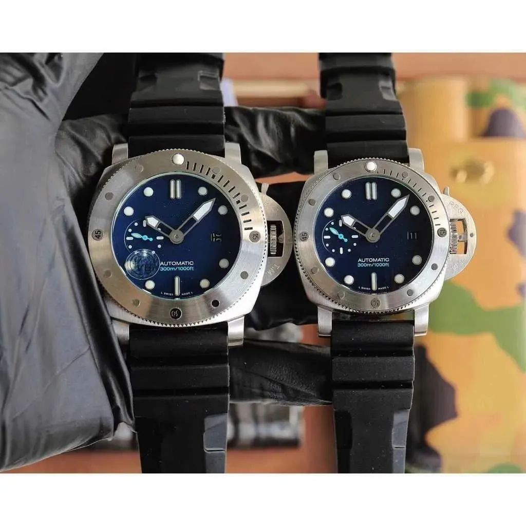 Luksusowe zegarek męskie zegarki lustro automatyczny ruch rozmiar 44 mm 47 mm gumowy pasek biznesowy Brandwatch No Box for Mens Birthday Gift