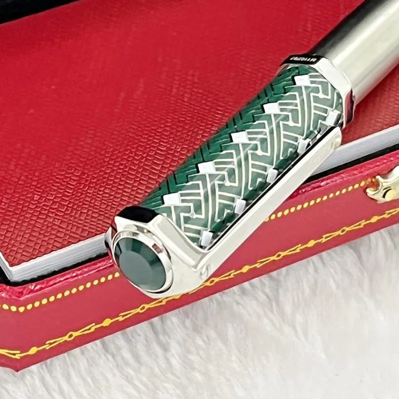 Luxury Ballpoint Pen Octagon Green Wave Mönster Hög kvalitet med Red Box Top Gift