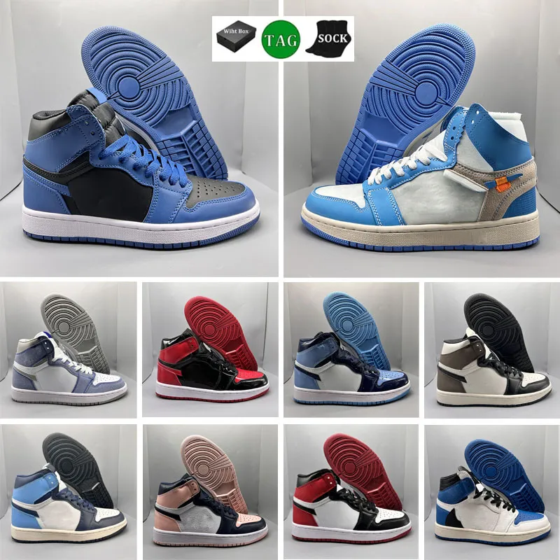 2023 Mens Basketball Shoes jumpman 1 1s high OG Sneakers Lucky Green Chicago Starfish University Blue Skyline Light Smoke Grey men women Sport Trainers 36-48