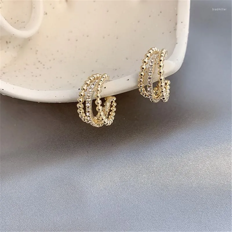 Stud-oorbellen Korea's drielaagse Crescent Earring Studded Fashion s naald hipster persoonlijkheid vrouw