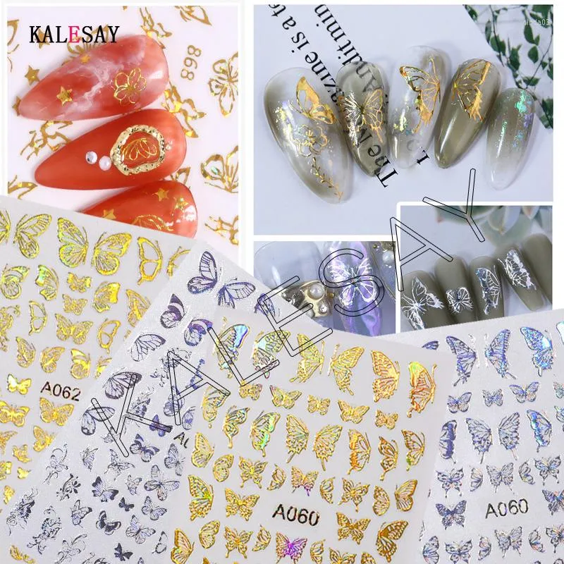 Nagelstickers sticker sticker decoratie vlinder laser goud zilveren gloed donkere manicure ontwerp voor nagels accesoires