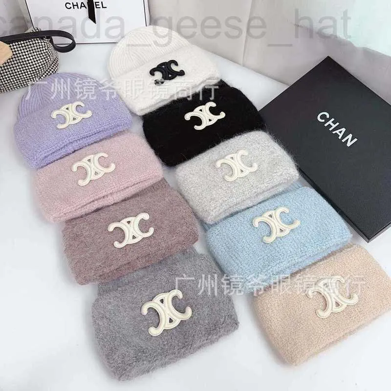 Beanie/Skull Caps Designer Luxury Triumphal Arch C Family 23 Autumn and Winter New Rabbit Hair Sticked Hat For Women Sweet, Elegant, Simple, Fashionable Warm