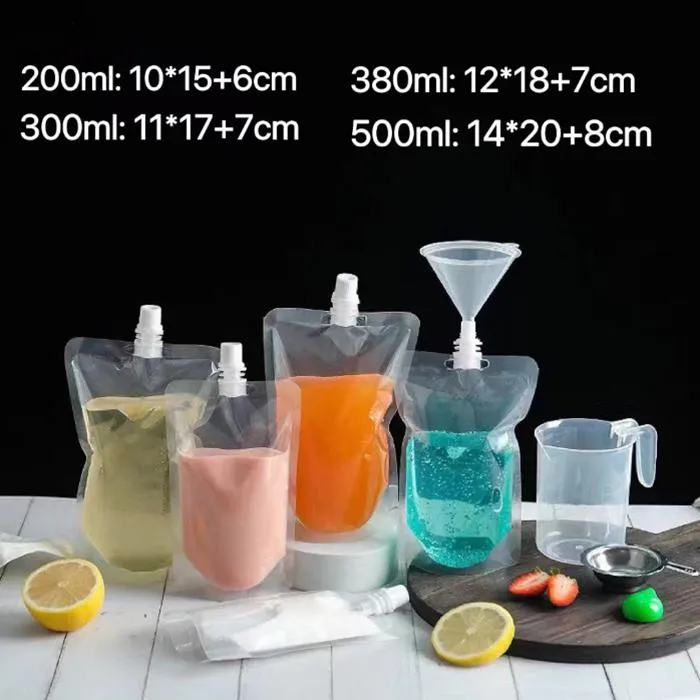 Packing Bags 100Ml 200Ml 250Ml 300Ml 380Ml 500Ml Empty Standup Plastic Drink Packaging Bag Spout Pouch For Beverage Liquid Juice Milk Wholesale