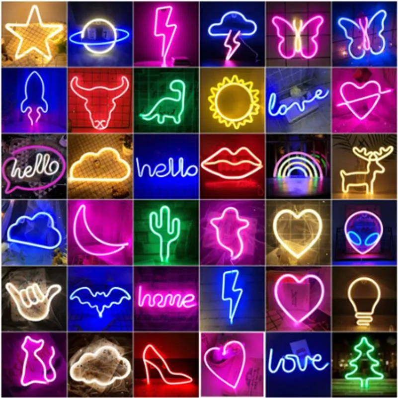 LED Neon Night Light Art Sign Wall Room Home Party Bar Cabaret Decorazione di nozze Regalo di Natale Apparecchi appesi a parete Carta da parati I272i