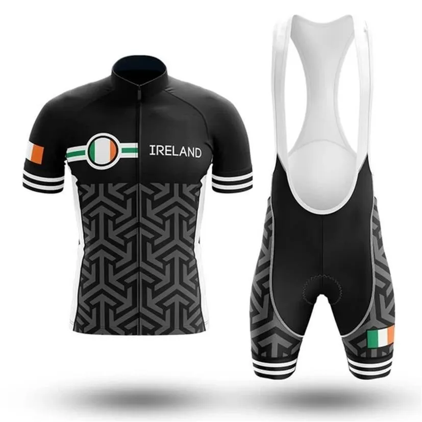 Novo 2022 Irlanda Preto Ciclismo Team Jersey 19D Pad Bike Shorts Set Quick Dry Ropa Ciclismo Mens Pro Bicicleta Maillot Culotte Wear247T