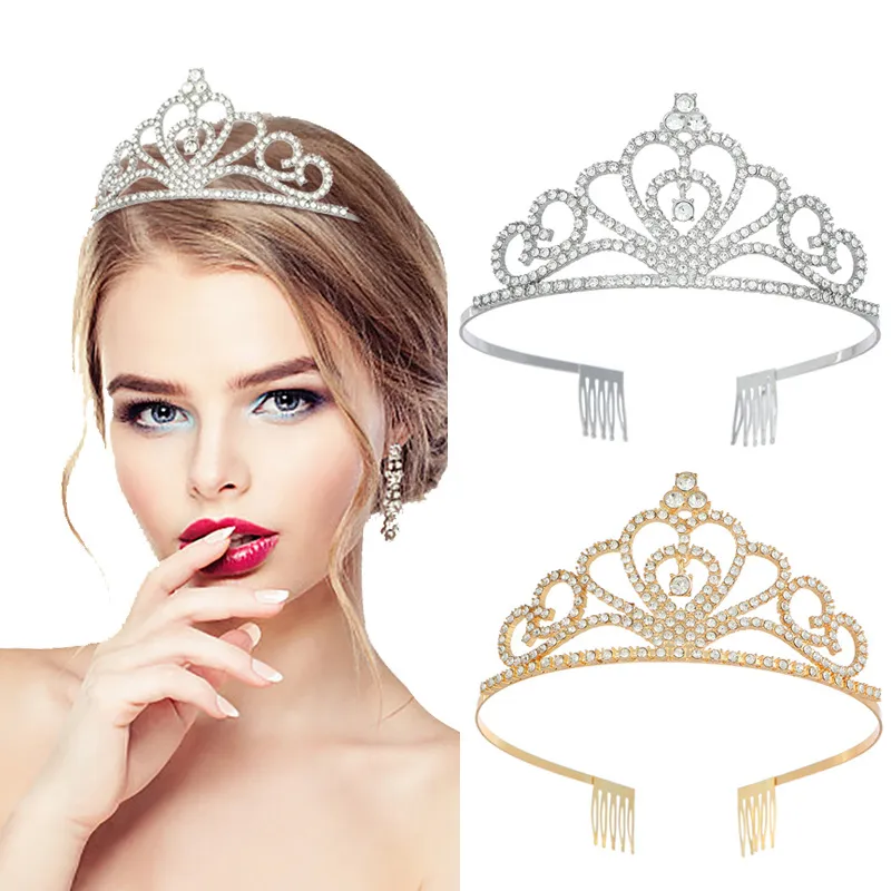 Couronne de mariée pour fête de mariage, mode princesse, bandeau pour cheveux, en alliage de cristal, couvre-chef, accessoires de fête