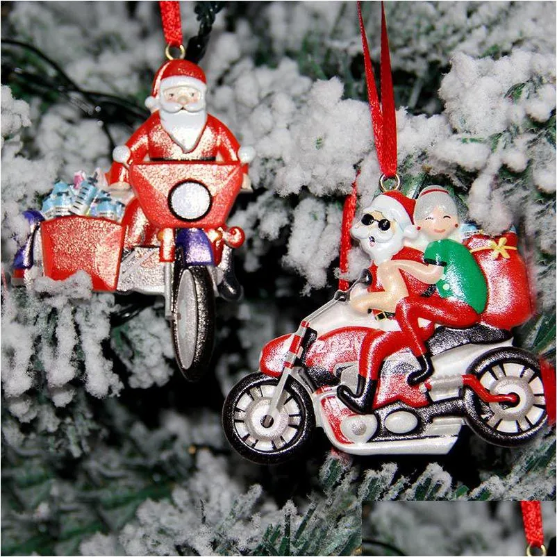 Creative Santa Claus Motorcycle Christmas Decorations Diy Party Home Decoration Tree Pendants Drop Delivery Dhs7H