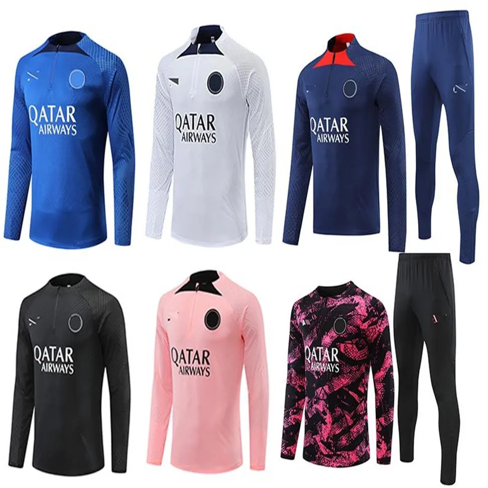 22-23 Paris Futebol Masculino Tracksuits Logotipo Bordado Saint Germain Futebol Treinamento Roupas Ao Ar Livre Jogging Shirt214N