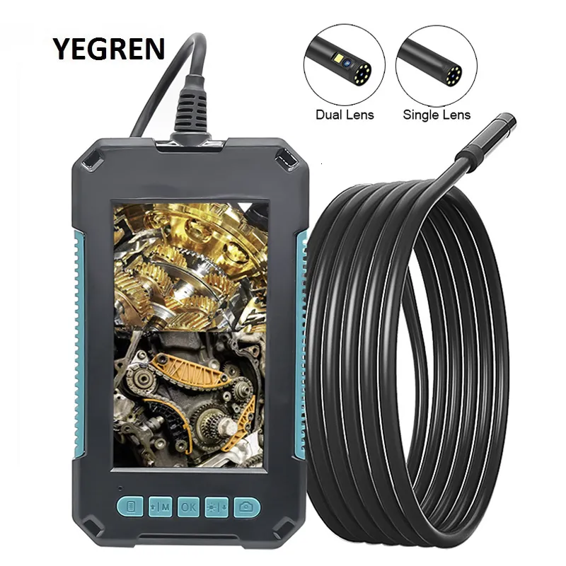 Plumb Fittings HD 4.3" Screen Industrial Endoscope Camera 8mm Single Dual Lens IP68 Waterproof LED Borescope Rigid Cable for Pipe Inspection 230422