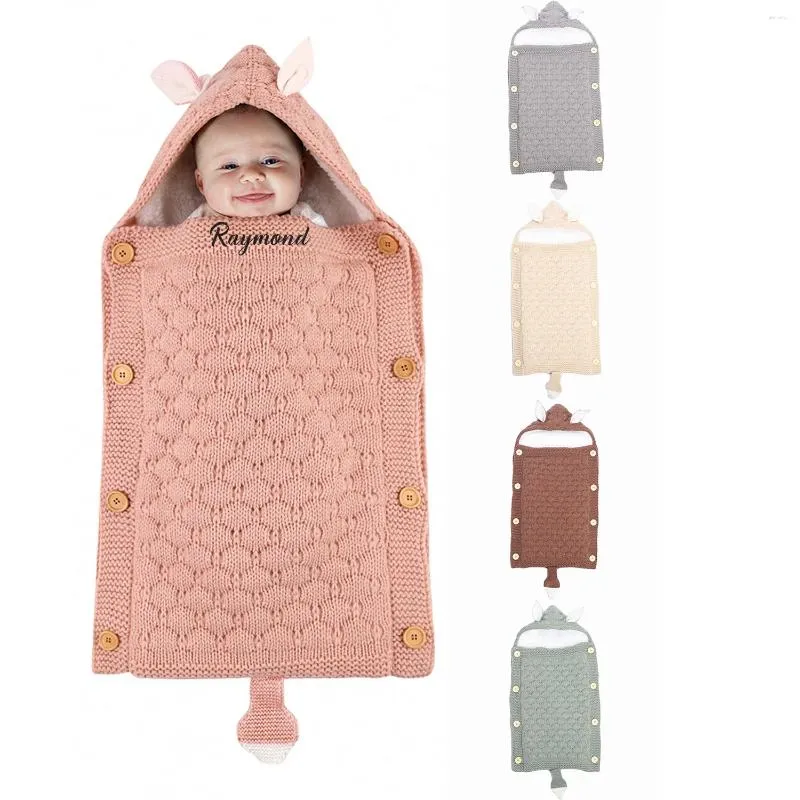 Couvertures bébé sac de couchage nourrissons enveloppe chaude hiver enfant sac de nuit chancelière poussette tricotée nid de sommeil sac né couverture d'emmaillotage