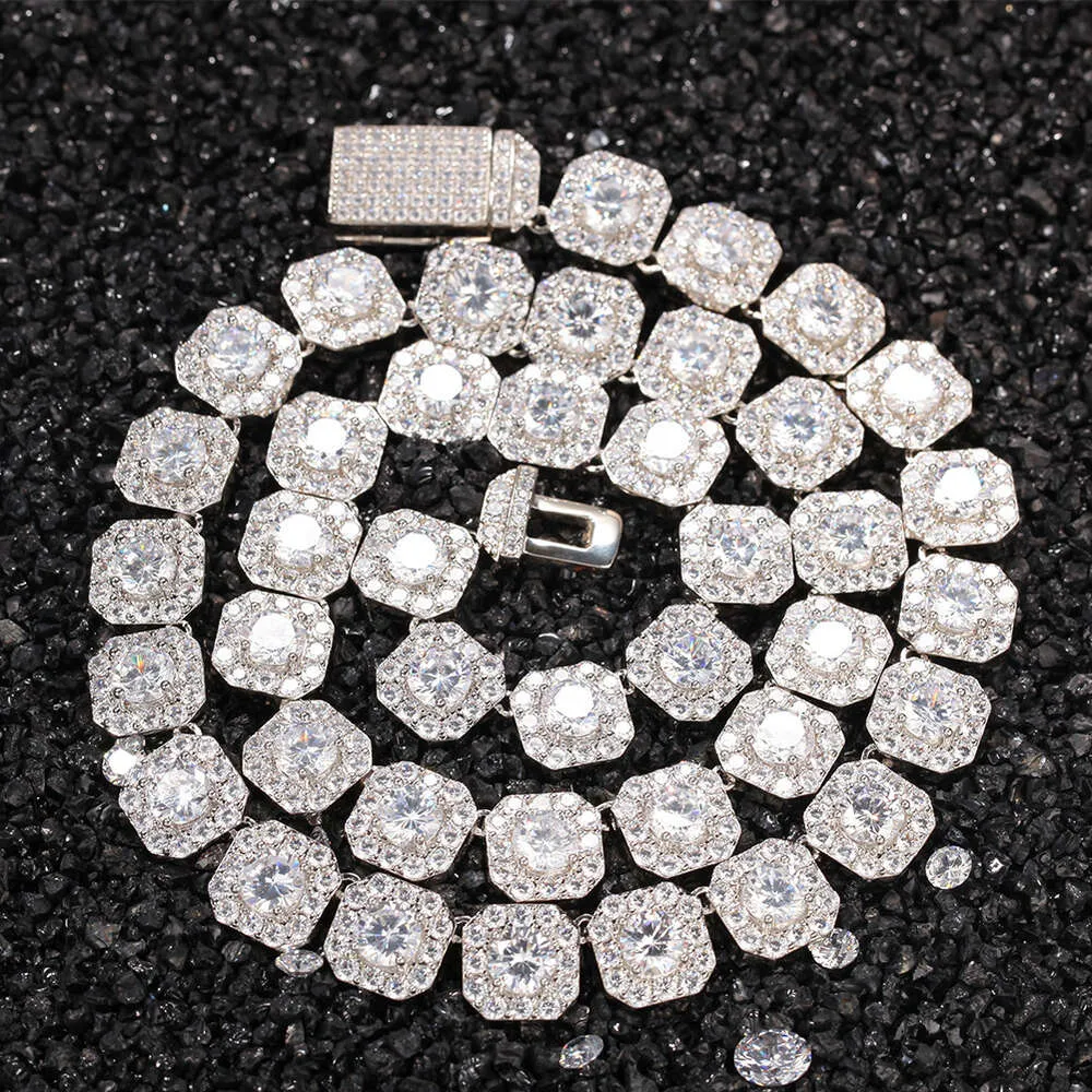Designer Moissanite Diamond Necklace för Mens Cuban Chain Luxury Hip Hop Tennis 18K Guldpläterade smycken Iced Out Clustered Full Link Gift Fashion Free Frakt E143