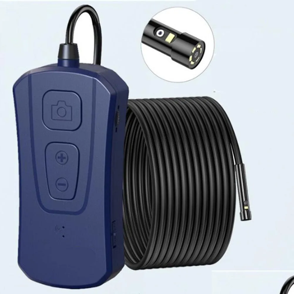 Inspection Cameras 5M Length Wifi Dual Lens Borescope Wireless Endoscope With 7 Adjustable Led Lights Camera Zoomable Snake Drop Deliv Dhdec